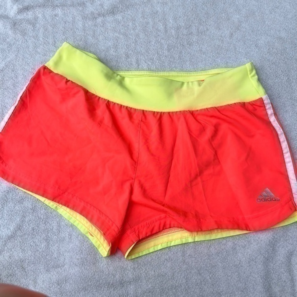 Adidas women’s running shorts orange and yellow size small